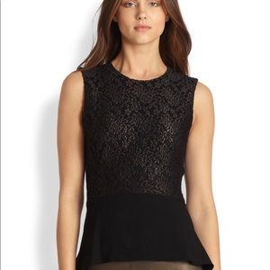 Elie Tahari Black Nicole High Low Blouse